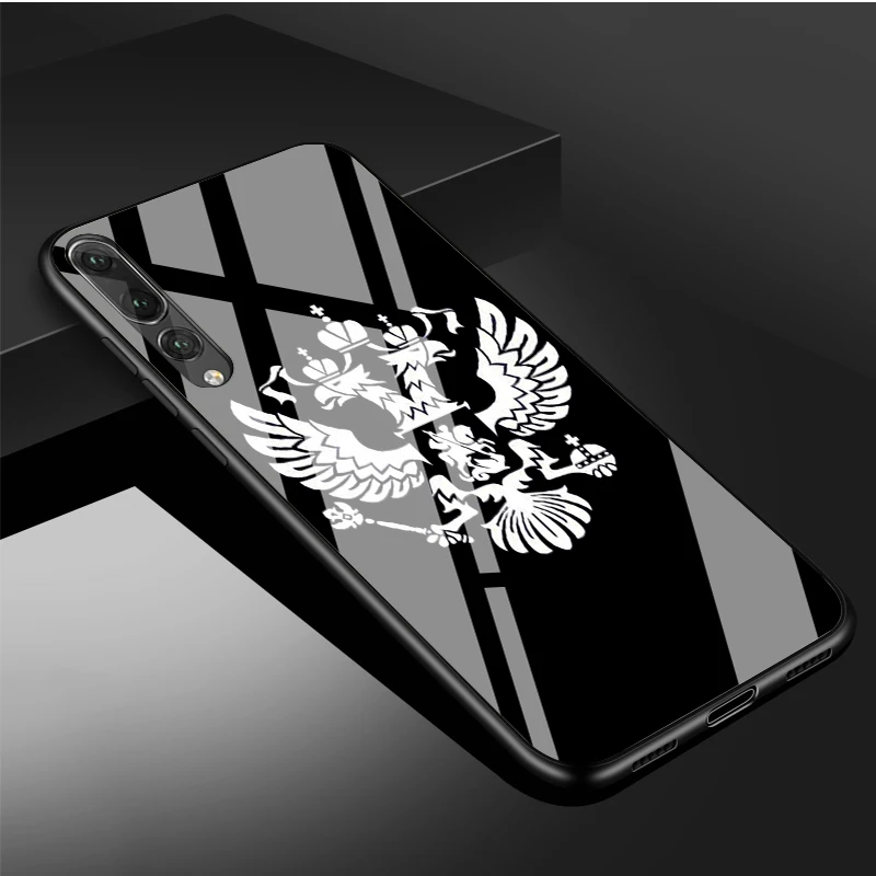 Russia Russian Flags Emblem DIY Luxury Tempered Glass Phone Case For Huawei P20 P30 P40 Lite PRO Mate 20 30 Lite Pro Cover