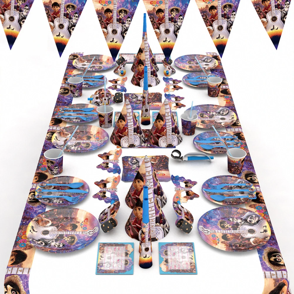 

Halloween 165pcs COCO Theme cups plates Baby Shower Boys Birthday Party Decoration Event Party Supplies Various Tableware Sets