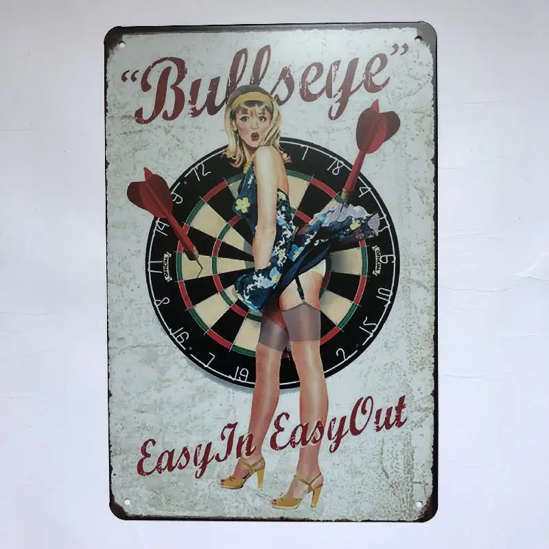Bullseye Easy In Easy Out Парикмахерская винтажная жестяная вывеска металлическая пластина украшение табличка плакат для кафе бар магазин настенный
