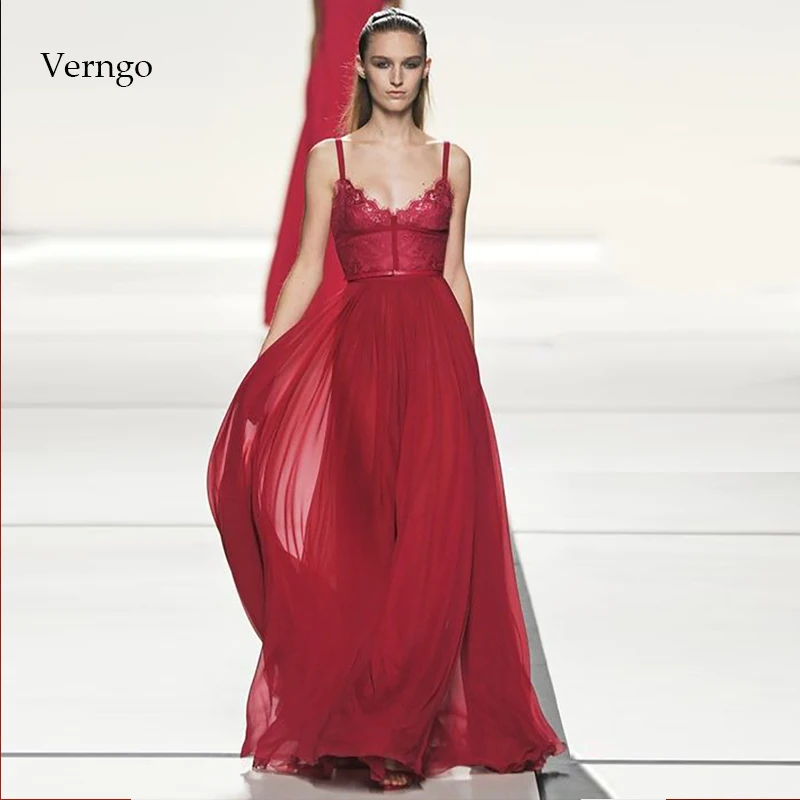 

Verngo Evening Dresses Long Simple Tulle Formal Dress Vintage Party Gown Lace Evening Dress Abiye Gece Elbisesi