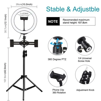 

PULUZ Photography Youtube LED Selfie Cold Warm Lighting Dimmable LED Ring Light Phone Video Light Lamp Tripod Ring Fill Light