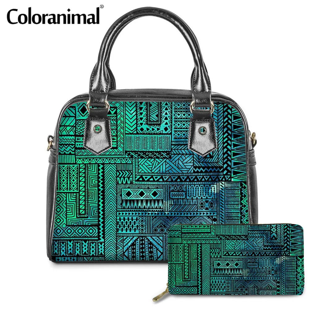 Coloranimal Gradient Boho Geometric Pattern Women Shoulder Bag 2Pcs/Set Large Tote Handbag&ampWallet Lady Crossbody Bolsa 2020 | Багаж и