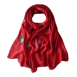 2019 модный простой стежок Цветочный Шелковый льняной платок шарф женский летний мягкий тонкий хиджаб и обертывания пашминовый