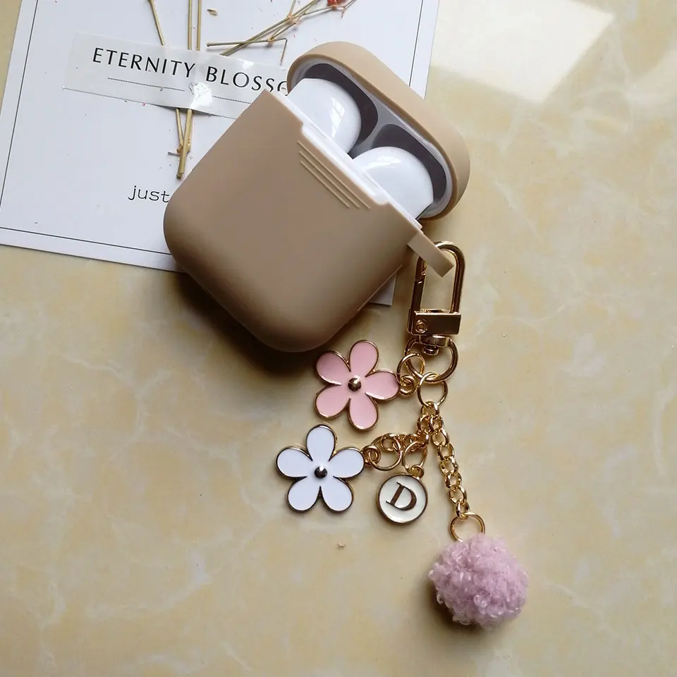 Милый японский роскошный чехол с вишневым цветком для Apple Airpods 1 2 Аксессуары Bluetooth наушники защитный чехол сумка брелок ремень - Цвет: D