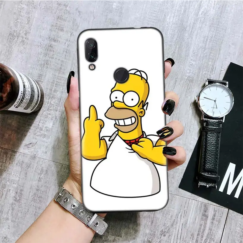 Забавные Гомер J. Симпсон черная крышка чехол для телефона для Xiaomi Redmi Note фотоаппаратов моментальной печати 8 7 7S 7A 6 S2 GO K20 Pro 6A mi 6X 5X A1 CC 9 8 Coque