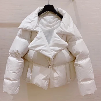 

Short Down Jacket Women Winter Warm Long Sleeve Loose Down Jacket Warm Outerwear Coat