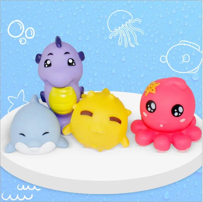 Детская игрушка для купания, прищепка под названием seahorse octopus, 4 шт., спрей для воды, набор для купания - Цвет: 1