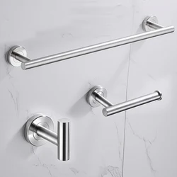 304 Stainless Steel Bathroom Accessories Set Sliver Creative Bath Towel Bar Ring Shelf Toilet Paper Towels Holder Coat Robe Hook