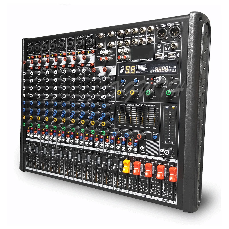 US $283.10 12 Channel Bluetooth Mixing Console Audio Mixing Console With 48V Phantom Power 99 Digital Reverb Effect For DJ Stage Equipment
