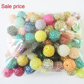 

Sale Price ! Wholesale 20mm 100pcs/bag Random Mixed Resin Rhinestone Beads For Fashion Necklace/Jewelry