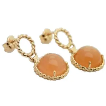 

Gold earrings designer Antonio Legs with adularia pink