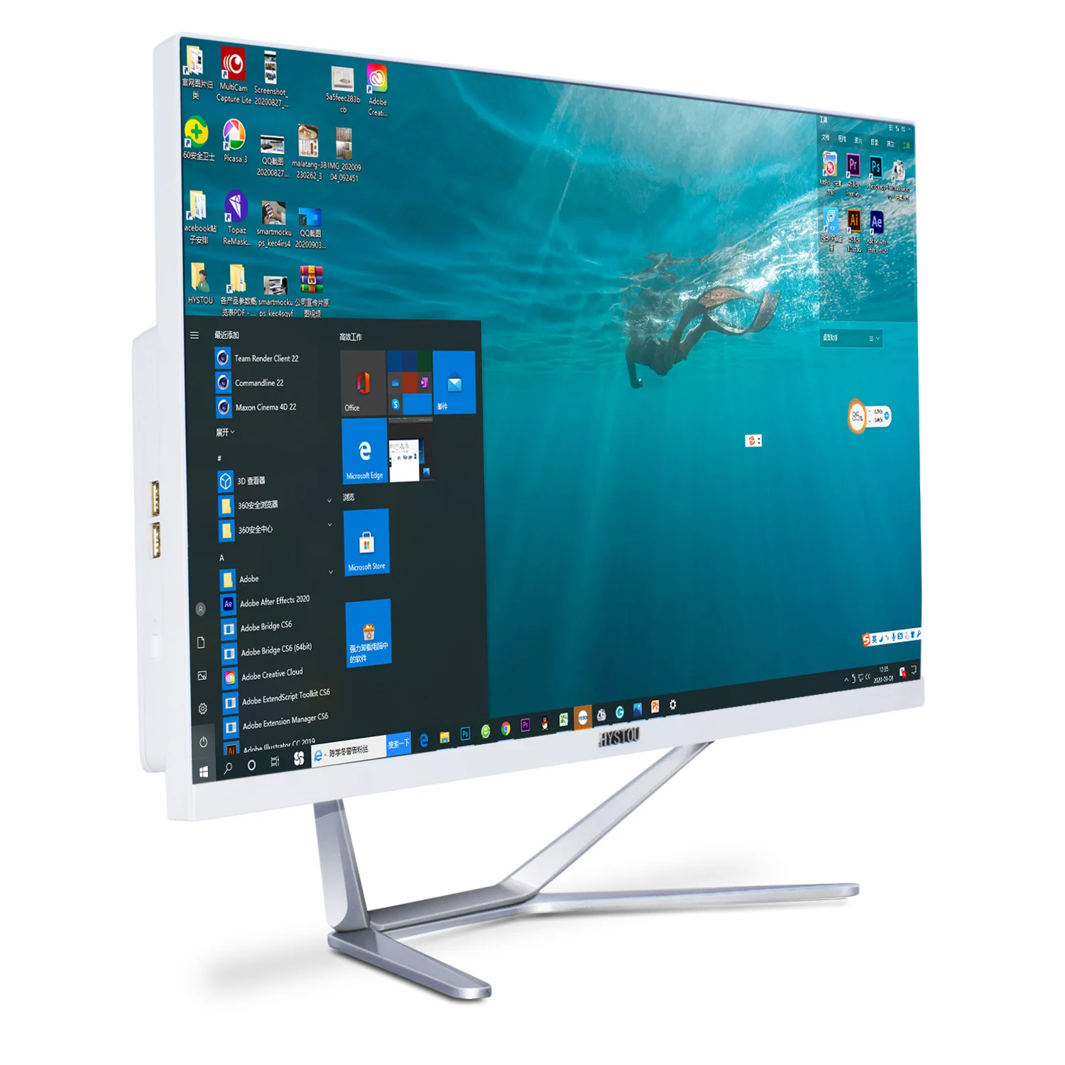 HYSTOU 23 8 дюймовый сенсорный экран все в одном ПК i7 i5 8Th 8565U 8365U процессор ISP монитор HDMI