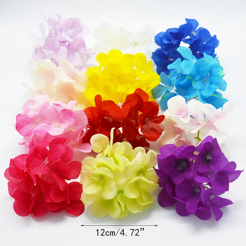 1PC 12cm Artificial Hydrangea Flower Heads stem DIY Wedding Arch Background Wall Decorative Flowers Home Garden Decoration | Дом и сад