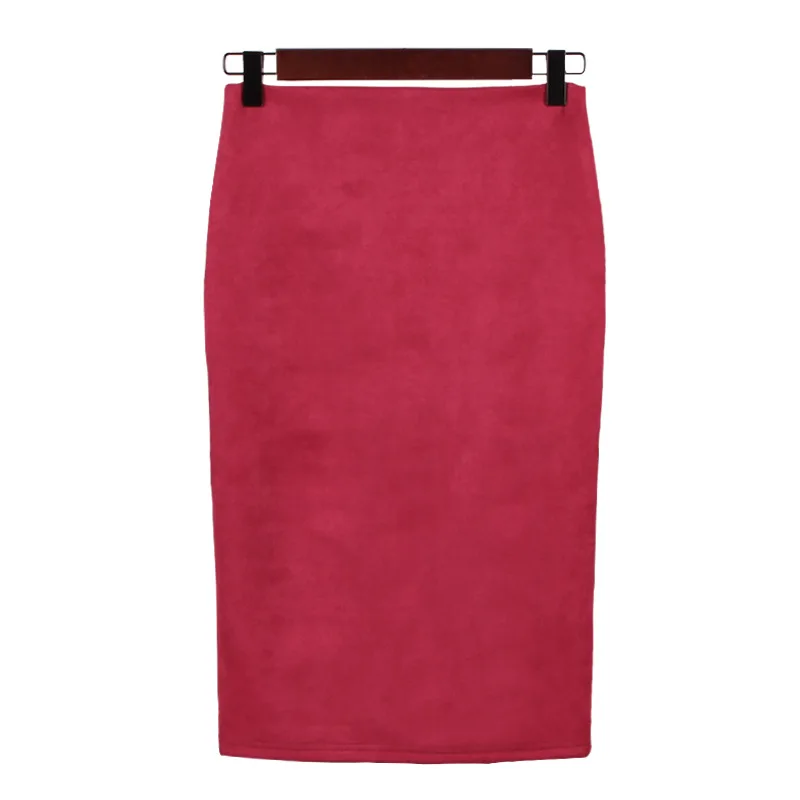 Украшенная замшевая юбка, одноцветная юбка с разрезом, короткая юбка с талией, универсальная короткая юбка, сексуальная женская юбка размера плюс - Цвет: 583-2