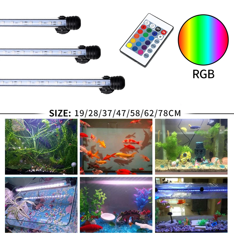 Аквариумный RGB светильник Gako светодиодный водонепроницаемый подводный Aquario для