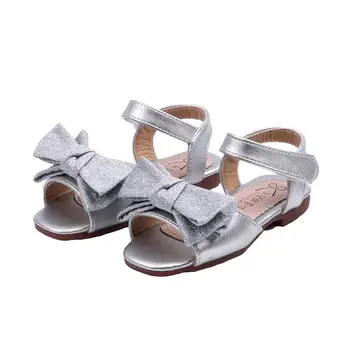 

New 2020 Girls Shoes Flat Heel Sandals Kids Girls Summer Little Kids Shoes Princess Dress Bow Fashion Shoes Teenage Girls