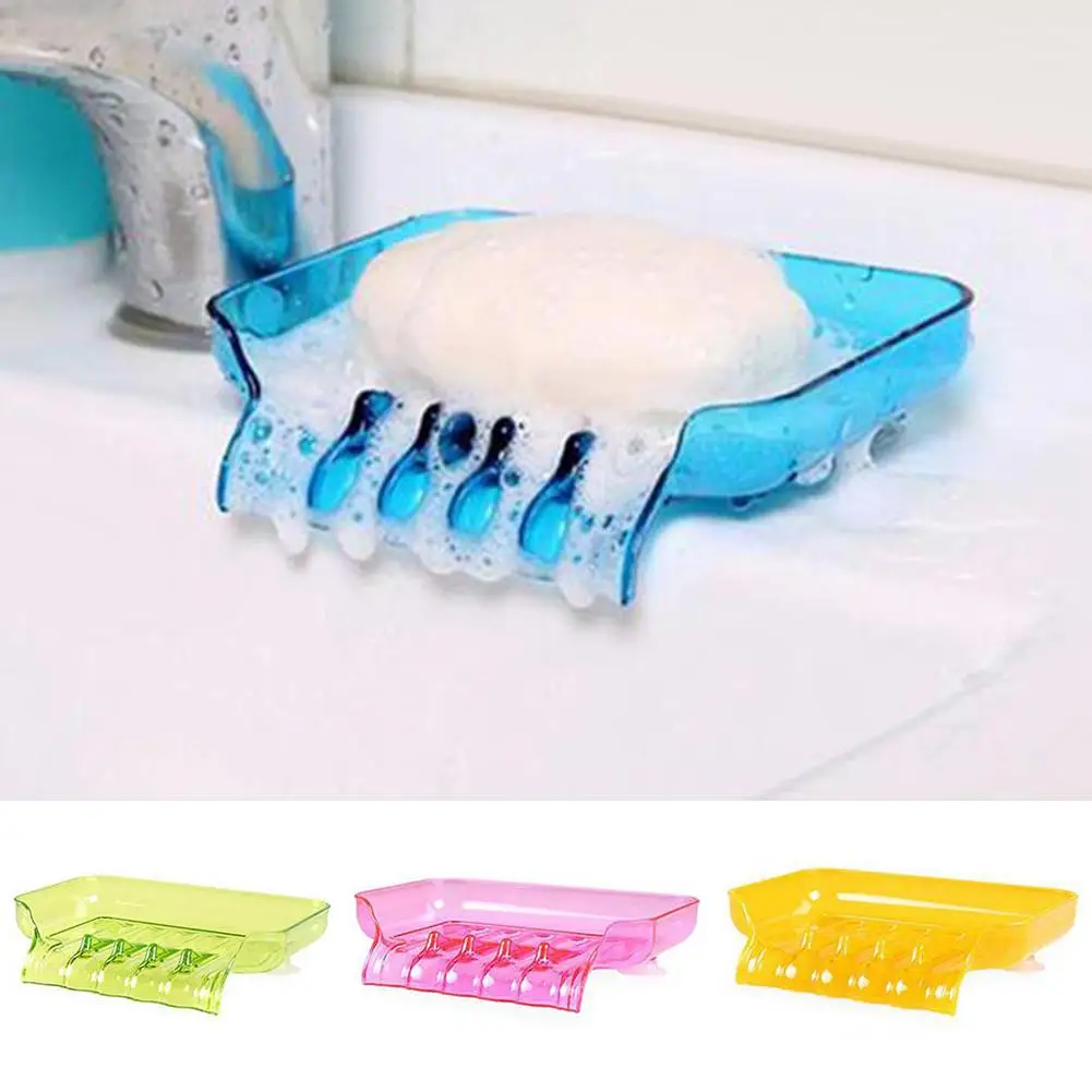 

Kitchen Basin Sink Soap Dish Tray Water Draining Holder Suction Cup Bathroom Box