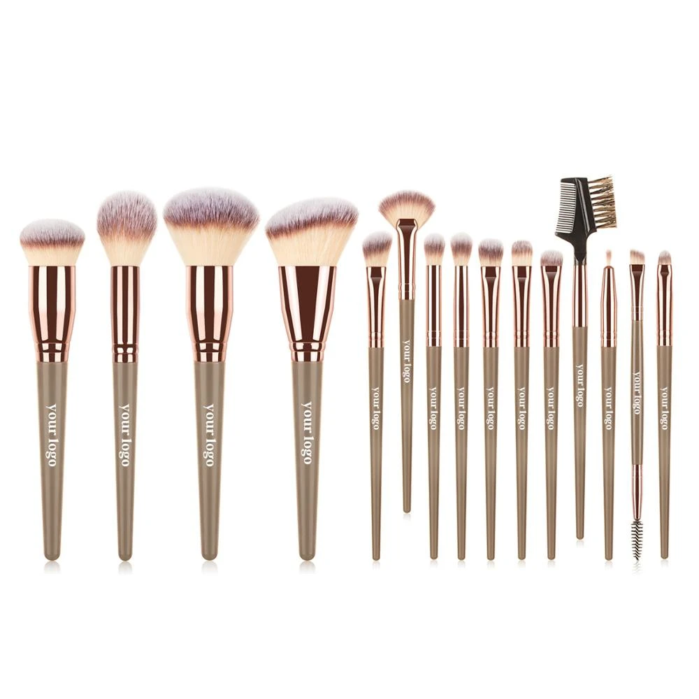 Wholesale 15pcs Makeup Brushes Set Cosmetics OEM Custom Logo Private Label Eye Brushes Face Powder Foundation Professional Tools