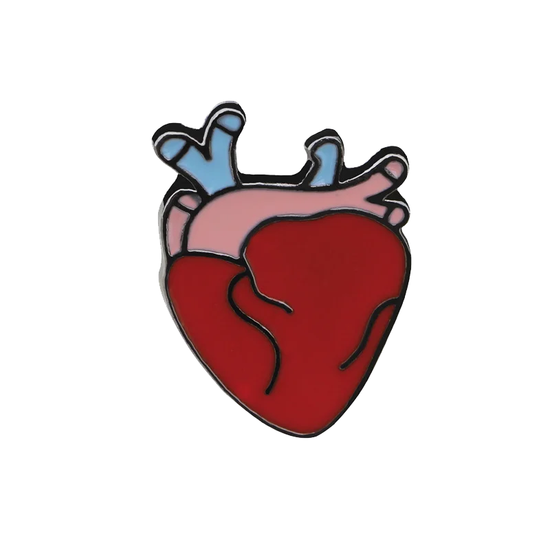 heart Эмалированная брошь на булавке в форме сердца с эмалью для человека, Милая брошь со смайликом, зубами, Свинкой, мозгом, значок для доктора, значок на булавке, медицинские украшения - Окраска металла: heart