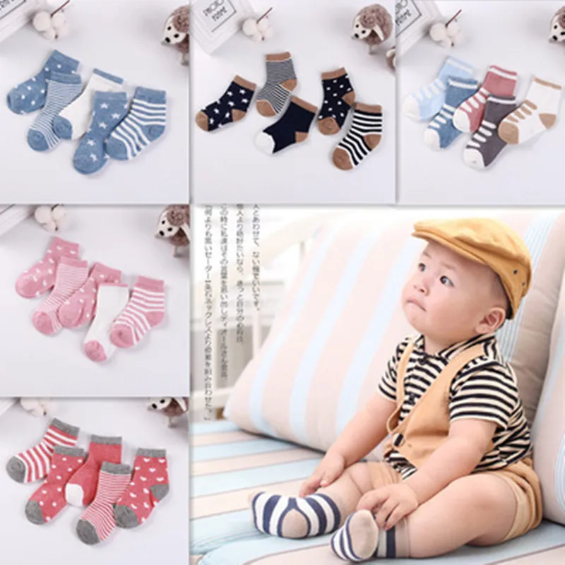 5 Pair/Lot Kids Soft Cotton Socks Boy,Girl,Baby,Cute Cartoon Warm Stripe Dots Fashion Sport Socks Autumn/Winter Children Gift CN