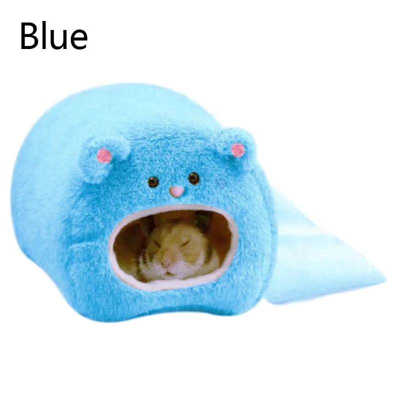 Blue Милая клетка для мелких животных, домик хомяка для домашних животных, домик для кровати, крыса, мягкий хомяк, морская мышь, зимняя теплая подвесная клетка, гнездо для хомяка - Color: Blue