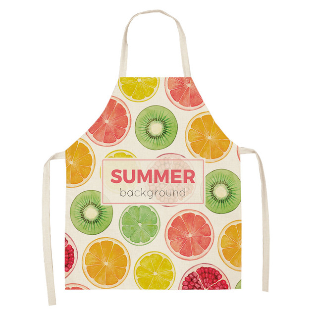Fruit Pattern Linen Hand Wipe Sleeveless Waist Apron Home Decor Kitchen Baking Cleaning Tool Anti-stain Dining Workwear