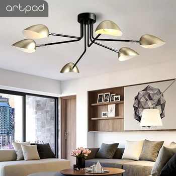

Artpad 3 6 Lights Chandelier Duck Mouth Shape Lampshade G4 Gold Black Pendant Lamp for Dining room Living room Hanging Lighting