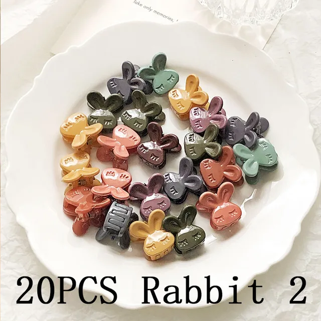 30/50PCS/Set Girls Cute Colorful Flower Star Mickey Small Hair Claws Kids Sweet Hairpins Hair Clips Fashion Hair Accessories 20pcs rabbit 2