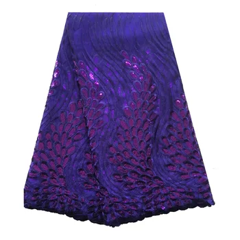 

2019 New Design Net With Sequins African French Tulle Lace Fabric High Quality Nigerian Wedding Lace Fabric For Garment