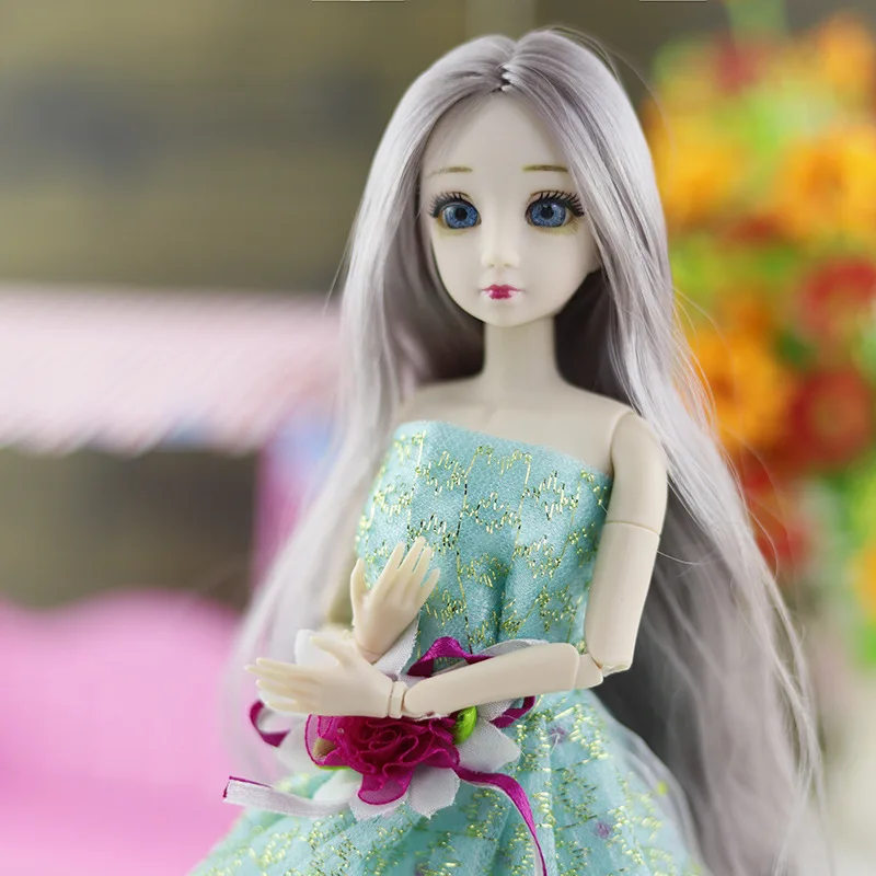 Fashion Doll Hair Long-Wig Eyes Body-Make-Up 30cm Beautiful Girls Princess for Toy 3D