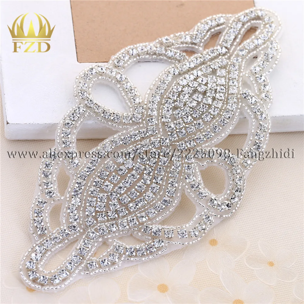 1 Piece Wedding Patches Crystal Stones Appliques Silver Claw