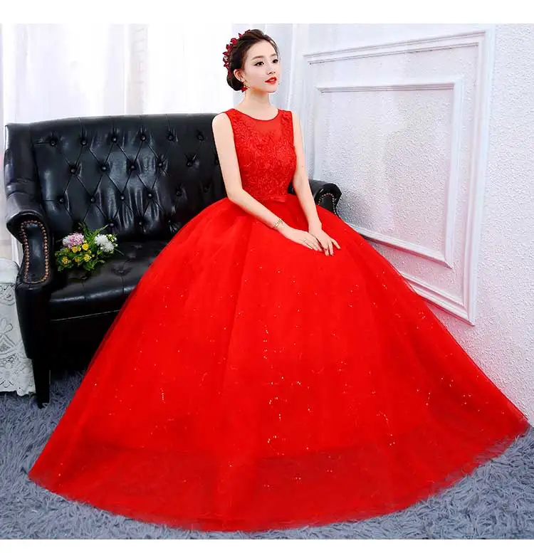 Wit Rode Trouwjurk Bruid Getrouwd Vloer длина Prinses Eenvoudige Zwangere Vrouwen высокое китайский Размер, указанный на размера плюс Vestidos De Novia