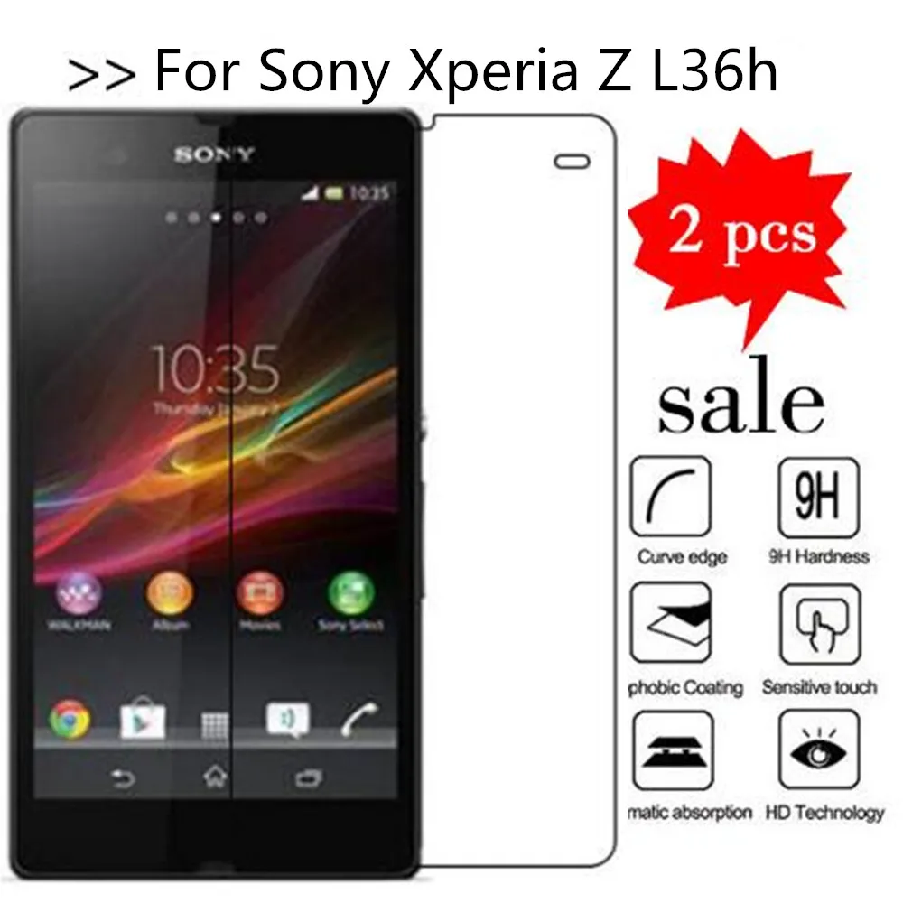 2 шт. Защитное стекло для Sony Xperia Z закаленное L36h C6603 C6602 защитная пленка | Мобильные