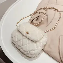 Милая теплая сумка через плечо зимняя модная Новая высококачественная мягкая плюшевая женская дизайнерская сумка на цепочке сумка через плечо