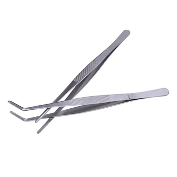 

Stainless Steel Straight and Curved Nippers Tweezers Feeding Tongs for Reptile Snakes Lizards Spider(Silver) 2pcs