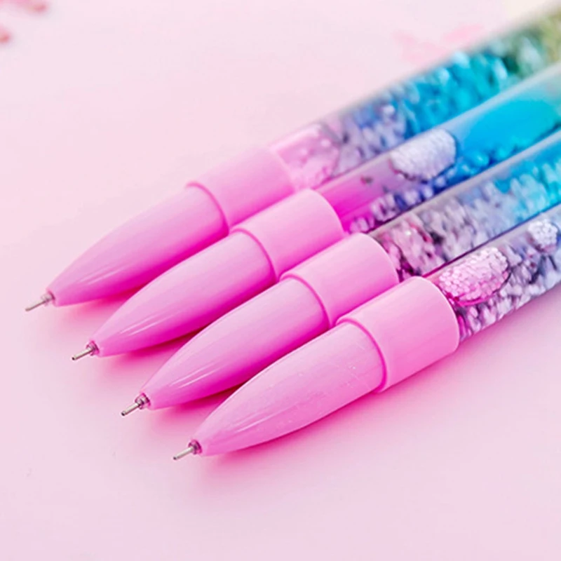 1Pc Glitter Cute Pen Liquid Color Kawaii Light Gel Pens Crystal Pen Office Writing Cute Stationery Gift Random Style
