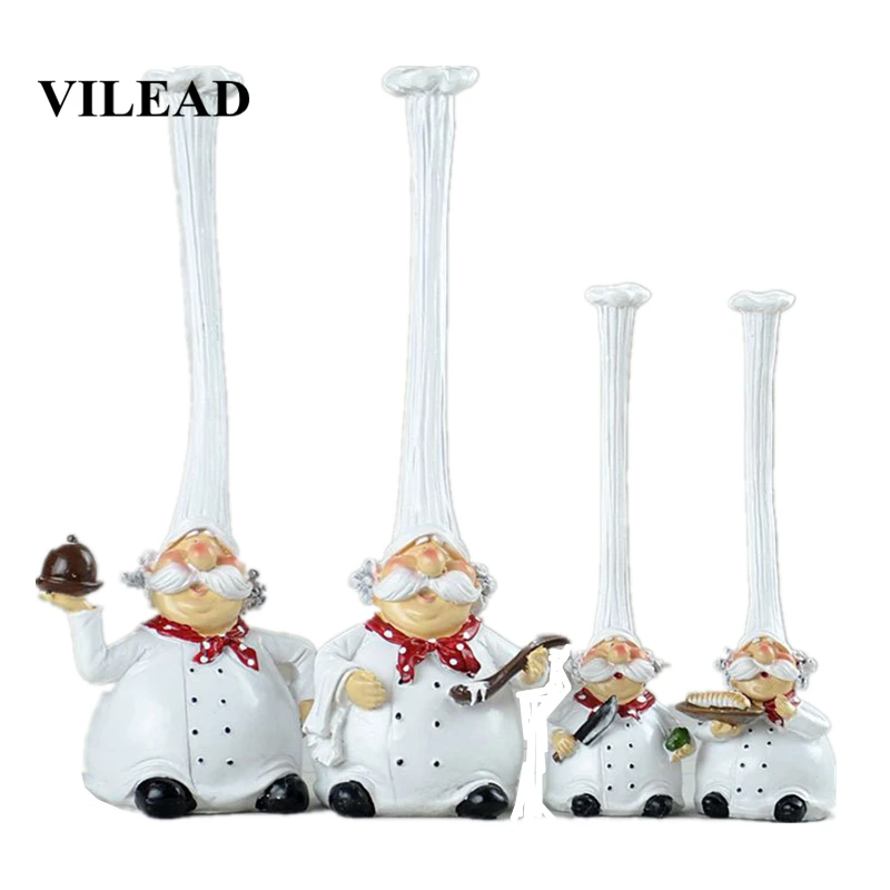 VILEAD 20cm 28cm Resin High Hat Chef Figurines American Rustic Creative Kitchen Restaurant Home Decoration Ornaments Crafts Gift