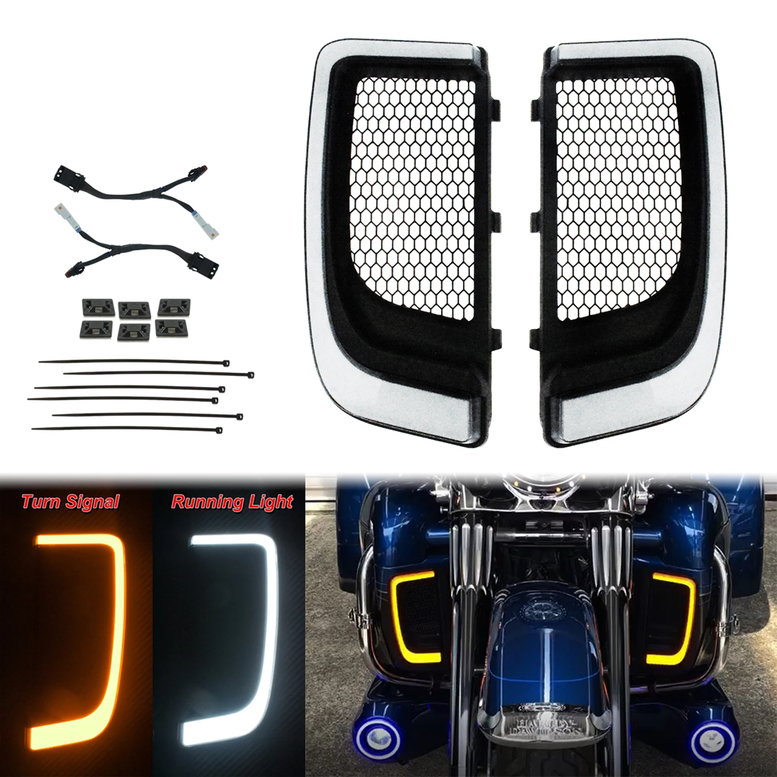 HCmotorku Windshield Side Trim LED Light Turn Signal Running Lamp