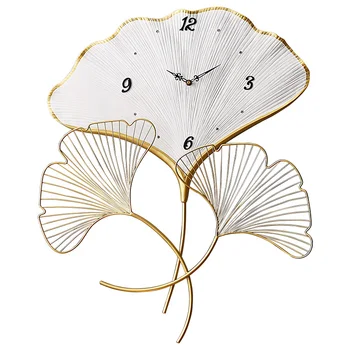 

Nordic Large Wall Clock 3d Metal Living Room Light Silent Luxury Clock Mechanism Leaf Modern Home Watch Saat Gift Ideas FZ576