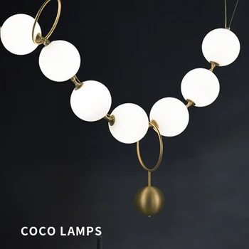 

Postmodern coco lamps Nordic Living Room American Style pendant lamp Restaurant Glass Ball Necklace Creative LED pendant lights