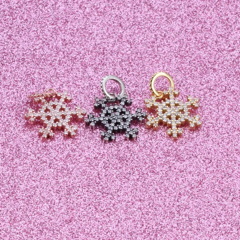 

Original 925 Sterling Silver Charm New Crystal Snowflake Pendant Fit Pandora Women Bracelet & Necklace Diy Jewelry