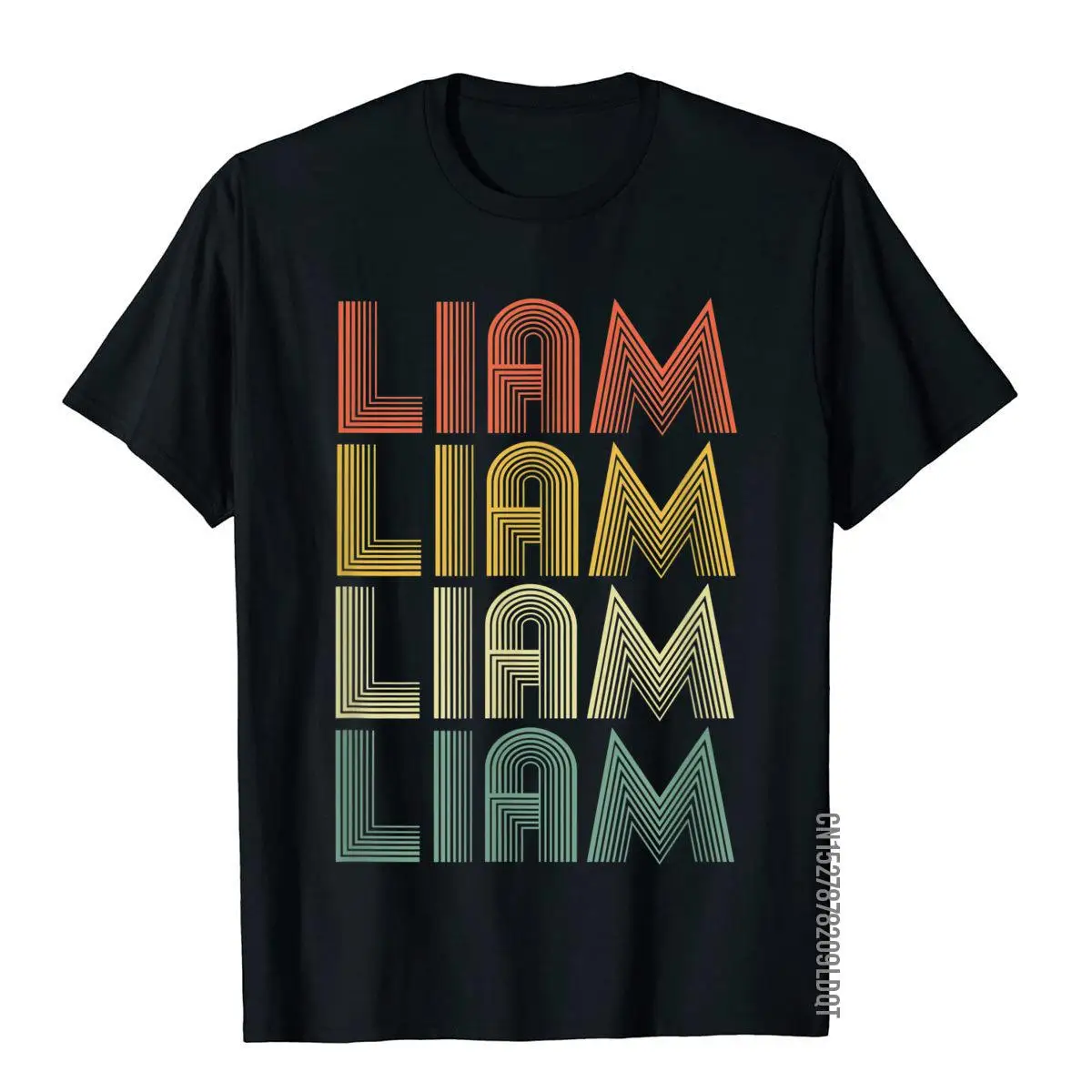 Liam Retro Personalized First Name 70s Vintage T-Shirt__B7920black