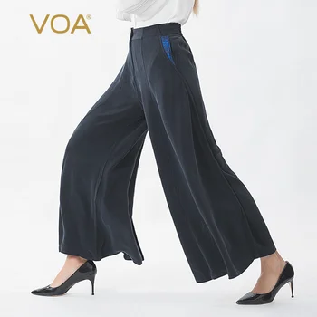 

Voa40mm heavyweight silk saffron tight waist yarn dyed jacquard panel pocket fat buttock skirt pants K865