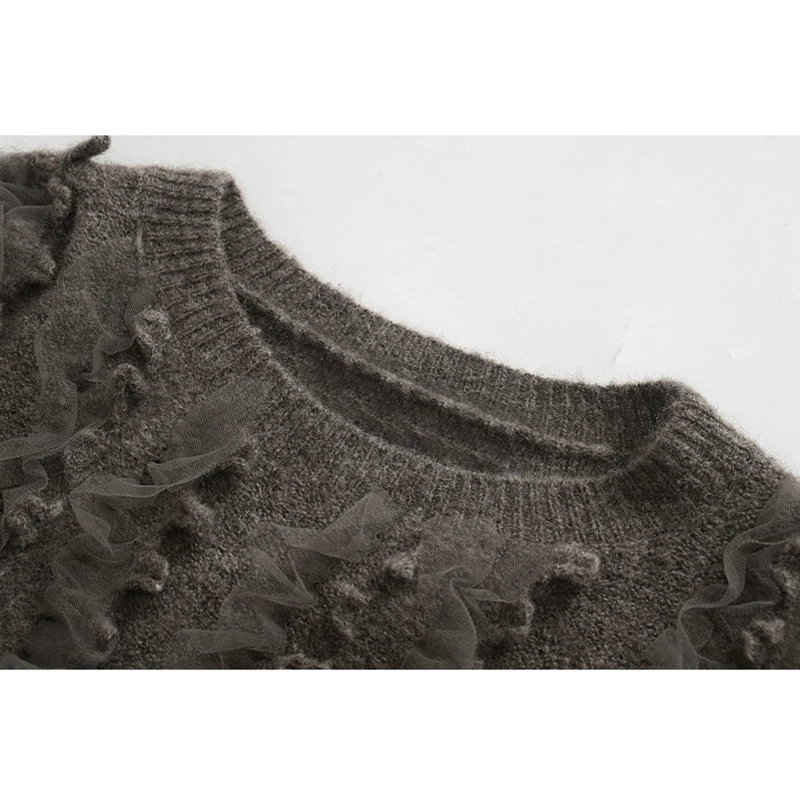 ZOEPO, тонкий свитер с круглым вырезом, женский модный Повседневный сетчатый лоскутный свитер, женские элегантные свитера с длинным рукавом, женские Дамские LI