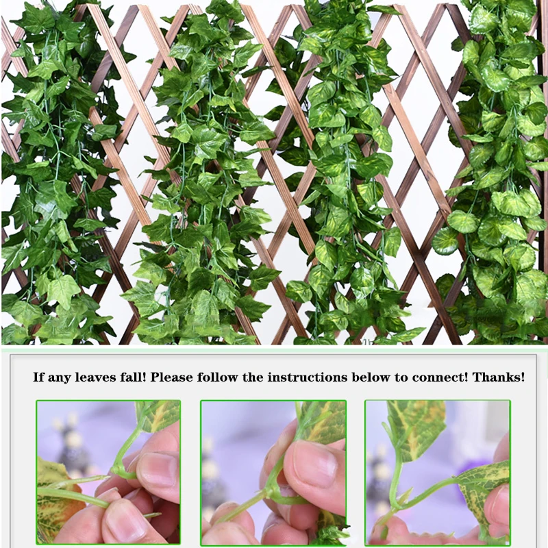 12pcs 2M Ivy Green Fake Leaves Garland Vine Foliage Rattan String Wall  Hanging Wedding Party Home Decoration Artificial Plants - AliExpress