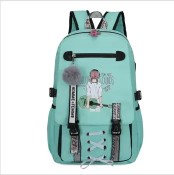 

Large Green Backpacks Women School Backpack for Teenage Girls USB School Bag Canvas Middle Junior High College Student Bagpack