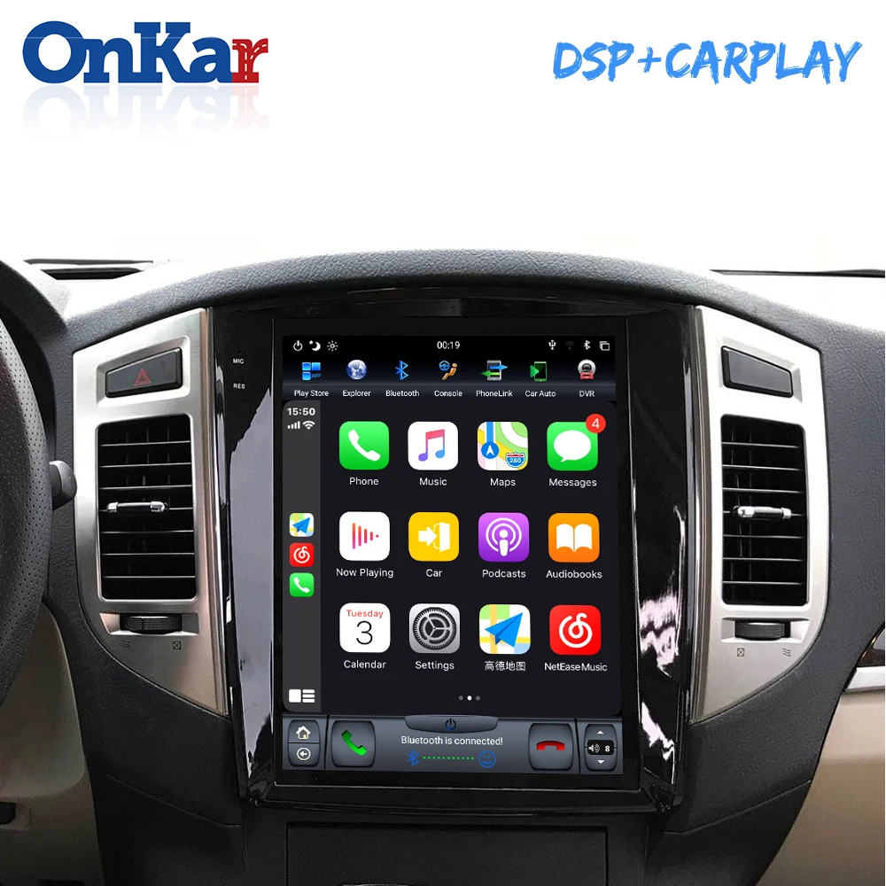 

ONKAR 12.1 Inch Tesla Style Screen For Mitsubishi Pajero V93 V93 V40 2008-2019 Android 9.0 Built in CarPlay DSP Voice Control