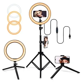 

Selfie Ring Light With Adjustable Tripod Mini Tripod Lighting For Live Broadcast Video Shooting Smartphone Lighting 10-Inch New