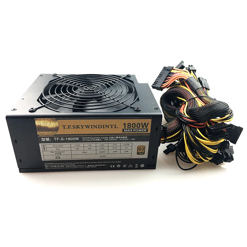 T.F.SKYWINDINTL 1800W Биткоин БП эфириума монета 1800 Вт PSU asic Майнер биткоинов 1800W блок питания ATX Питание добыча rx570 rx560 rx470