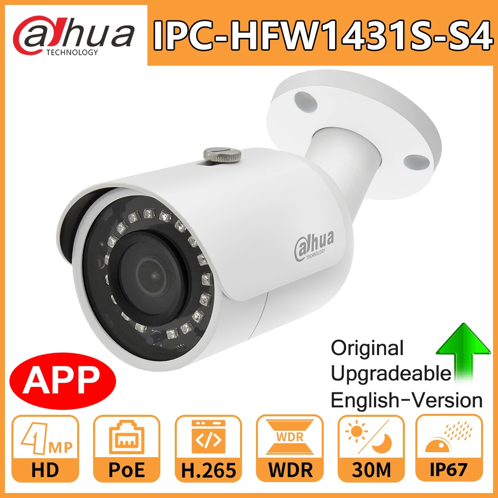 Камера видеонаблюдения Dahua оригинальная HD камера 4 МП PoE IR30m ночное видение H.265 IP67